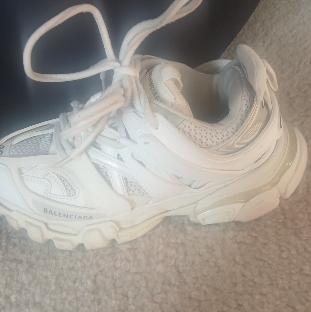 Balenciaga Cream and White Athletic Sneakers